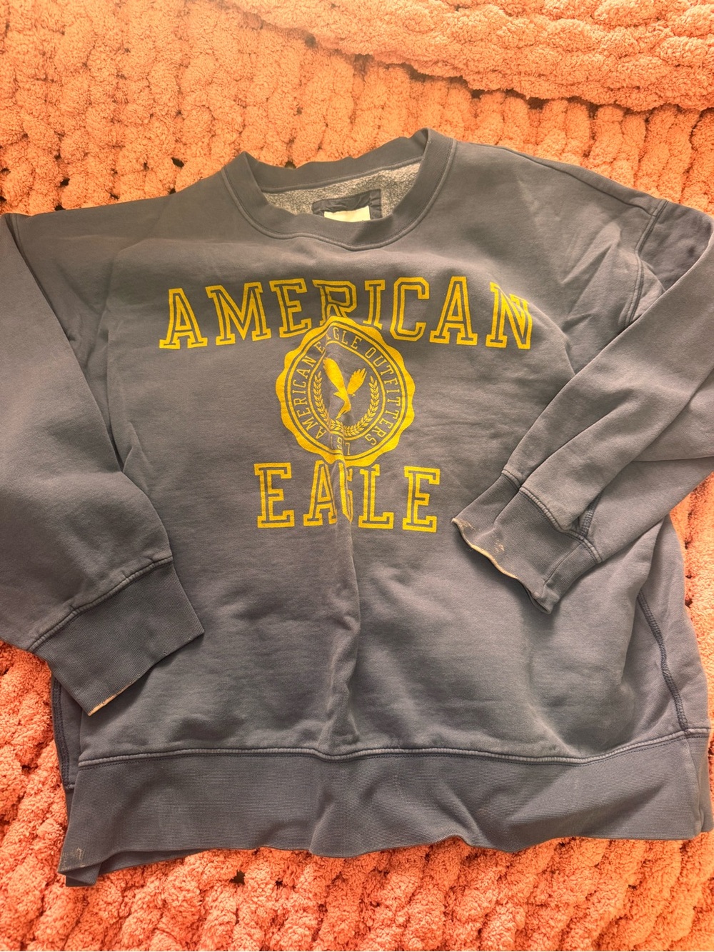 American Eagle Outfitters Navy Blue Sweatshirt with Yellow Logo